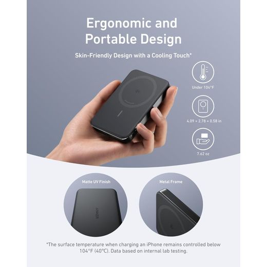 Anker MagGo Power Bank, Ultra Slim 10000mAh Magnetic Battery Pack, Qi2 Certified, Portable,15W Ultra Fast MagSafe Compatible Charger, Ergonomic Design, For iPhone 16/15/14/13/12- Black - image 4
