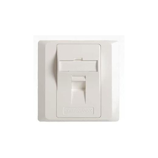 Systemmax Face Plate Angular,Snap-In,W Shutter,1port, White