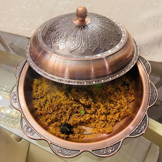 Generic Brass Serving Tray with Premium Arabic Lid for Serving Kabsa Mandi and Grills - Elegant Design
