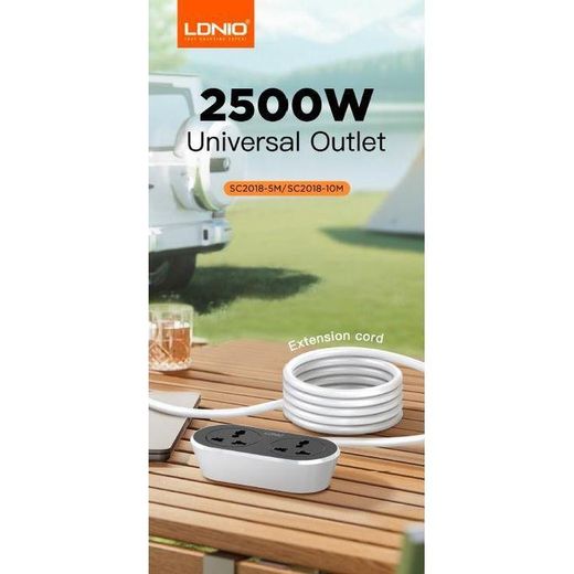 LDNIO  Power Strip SC2018 LDNIO 2 Outlet Heavy Duty 10 Meter Power Cord - image 3