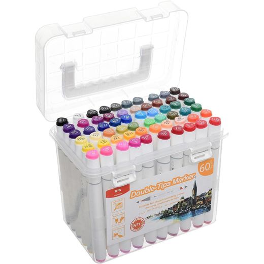 M&G Chenguang Double-Head Marker Set, 60 Vibrant Colors for Creative Drawing, Coloring, and Illustrations - No: APMV09D9 - image 3