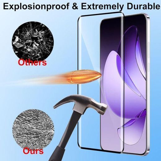 Generic Reno 13 Pro Screen Protector, Full Glue Tempered Glass Full Coverage Bubble-Free Anti-Scratch HD Clear High Responsiveness Oppo Reno 13 Pro Full Glue 9D Black - image 2