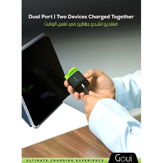 Goui شاحن الجدار ميني PD 20W - شاحن سفر مدمج ذو منفذين مع تقنية Power Delivery (PD) وتقنية Qualcomm Quick Charge (QC) لشحن سريع للهواتف الذكية، الأجهزة اللوحية، وأجهزة USB أسود - image 4