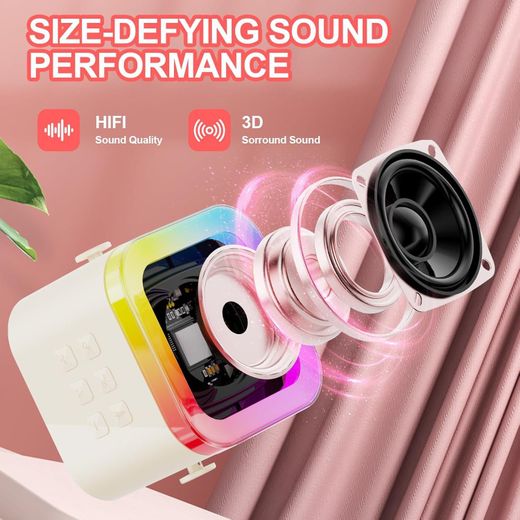 Generic Mini máquina de karaoke para niños y adultos, altavoz Bluetooth portátil, 1-2 micrófonos inalámbricos con divertida función de cambio de voz, juguetes para niños de 5, 6, 7, 8, 9, 10 años, ideas de - image 3
