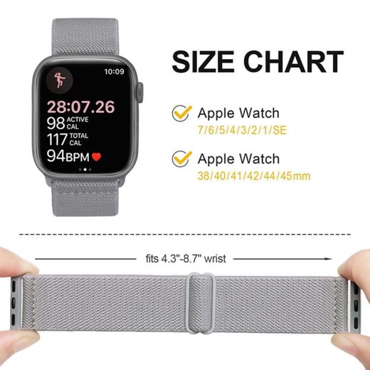 Generic سوار ساعة ذكية، متوافق مع Apple، من نايلون، تصميم جيد التهوية، تصميم نحيف وخفيف - أسود - image 2