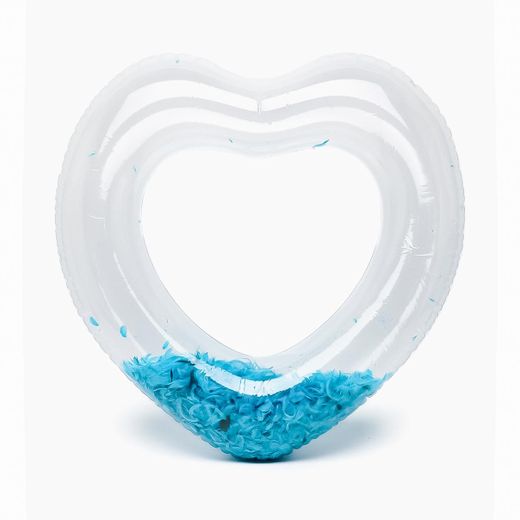 Generic Heart Shaped Feather Inflatable Swimming Float - 78cm - Light Blue
