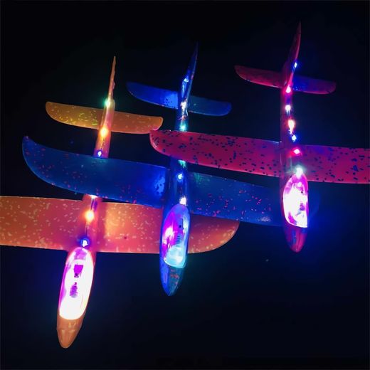 Generic LED Light Up Glider Planes, 3-Pack Foam Aircraft Toys with Flashing Lights, Blue Red Orange, Outdoor Flying Toys - image 2