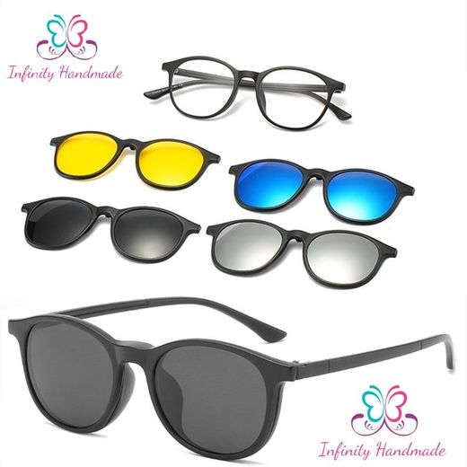 Generic Unisex Sunglasses Featuring A TR90 Base Frame With Four Magnetic Replacement Lenses