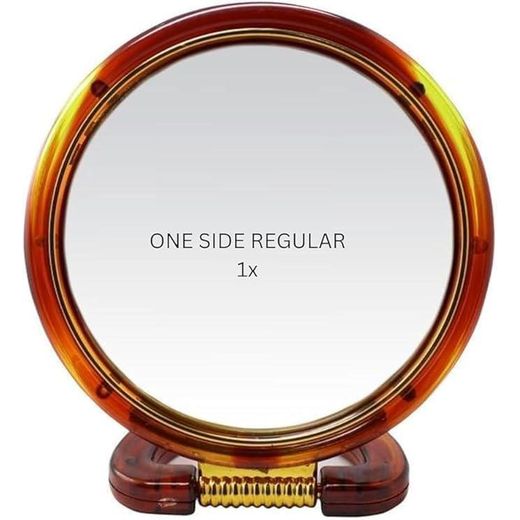 Generic Round makeup mirror for the table surface, usable on both sides for the bathroom and dresser, with two sides, normal view and 5x magnified view (19.2 cm) - image 3