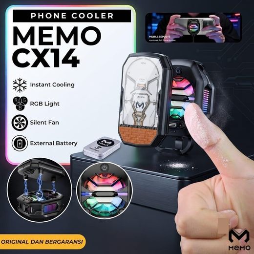 MEMO  CX14 10W Wireless Magnetic Phone Cooler – 2000mAh Battery, RGB Lighting +  Anti-Sweat Gaming Finger Sleeves