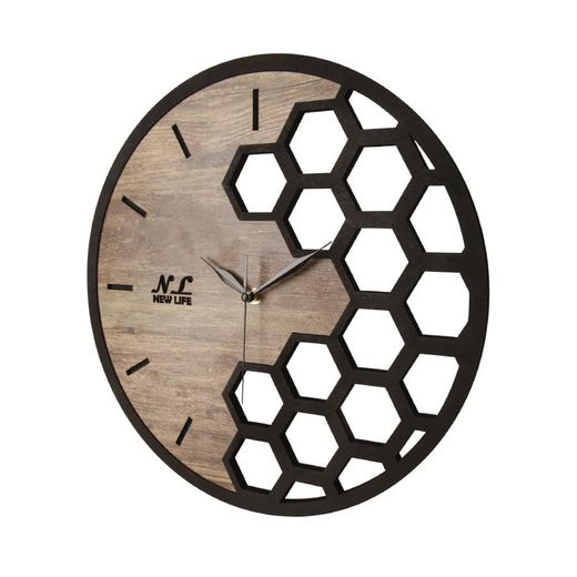 Generic Modern Wooden & Resin Round Wall Clock – 40 cm – Minimalist Honeycomb Design - image 3