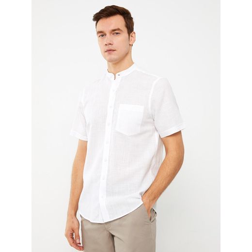 LC Waikiki Regular Fit Mandarin Collar Short Sleeve Linen Blend Men's Shirt - image 2