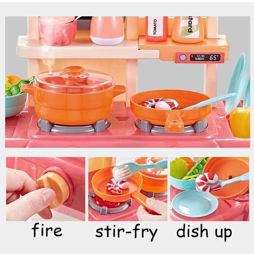 Generic Plastic 42 Pcs Big Size Kitchen Playset  Musical & Light Kitchen Set Toy for Kids with Sound and Accessories Set for 4 Year Old (36 Pcs Kitchen Set) - image 3