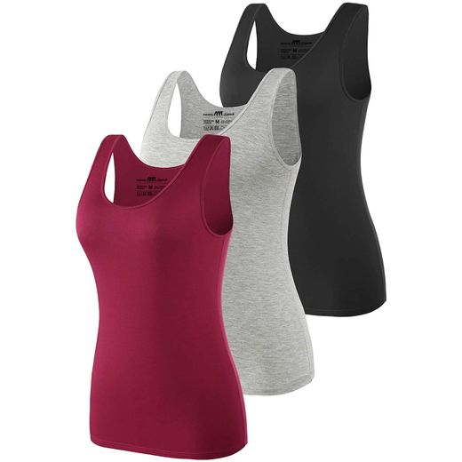 Mesery Bundle Of Three Cotton Stretch Plain Tank Tops