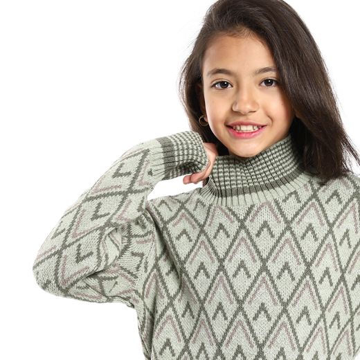 Caesar Girls Wool Pullover with Multicolour Design - image 3