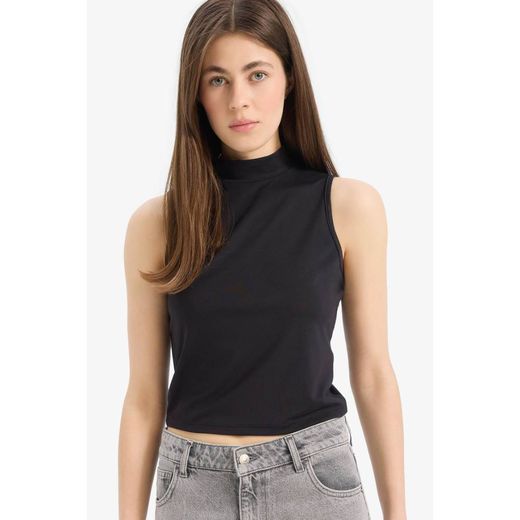Defacto Woman Mock Neck Slim Fit Athlete - Black - image 3