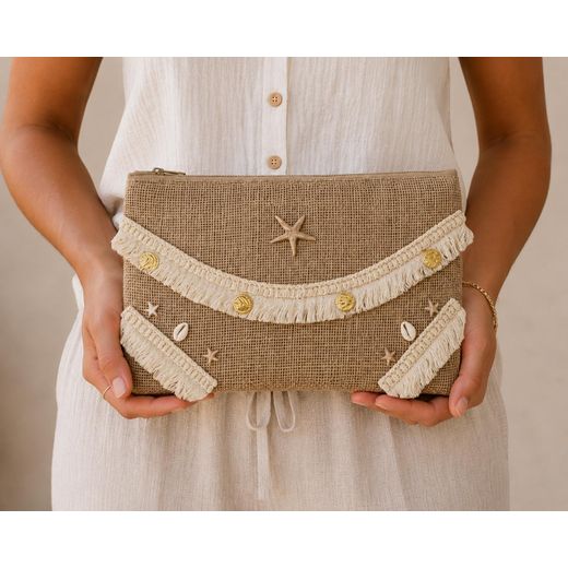 Life Stylish Handbags Summer Decorated with ribbons and shells ZT-7 - Beige - image 2