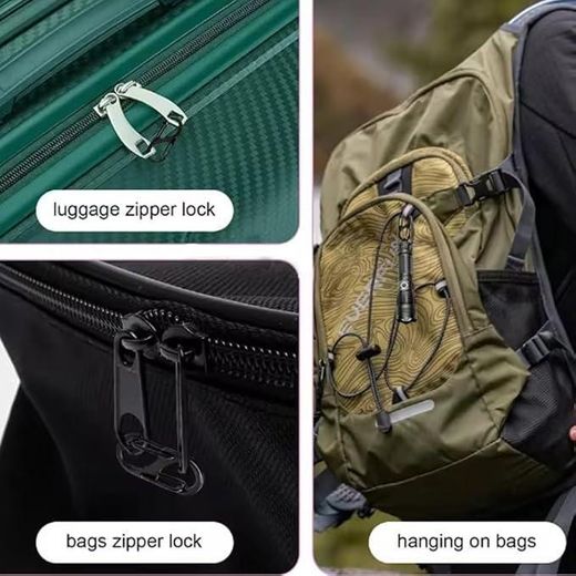 Generic 10 Pcs Zipper Locks Anti Theft, Double-Sided Spring S Mini Carabiner Zipper Clips Anti Theft for Backpack, Purse, Handbag, Luggage and Zipper Puller Replacement, Black - image 2