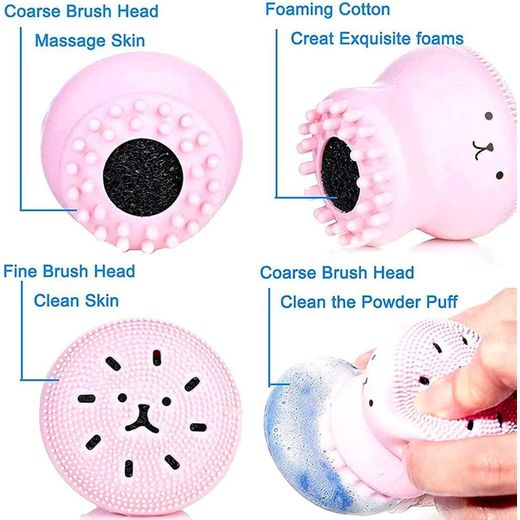 Generic Facial Cleansing Brush Silicone Handheld Face Brush Face Exfoliating Massager Face Scrubber for Deep Cleaning Skin Massage For Exfoliating, Massage, Cleansing Soft Brush 3 Pack - image 2