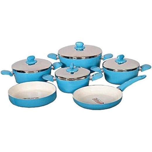 Tashan Turkish Ceramic Cookware Set - 10 Pcs - Blue