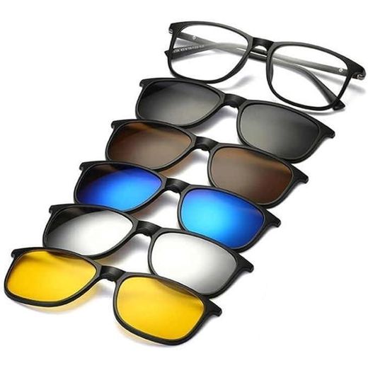 Multi-use glasses with 5 magnetic parts