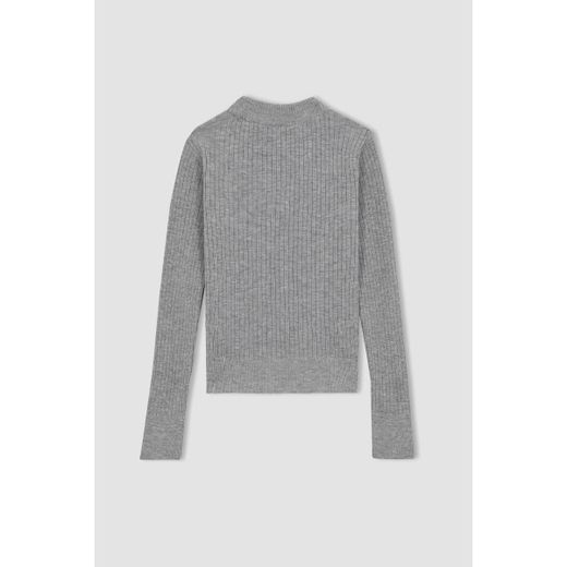 Defacto Girl Crew Neck Regular Fit Pullover - Lt.Grey Melange - image 3