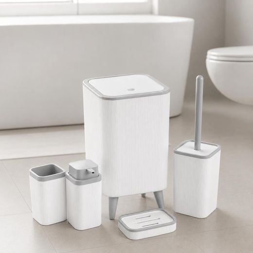 Lamsa Plast Complete 5-Piece Bathroom Accessory Set - Modern and Elegant Design - image 2
