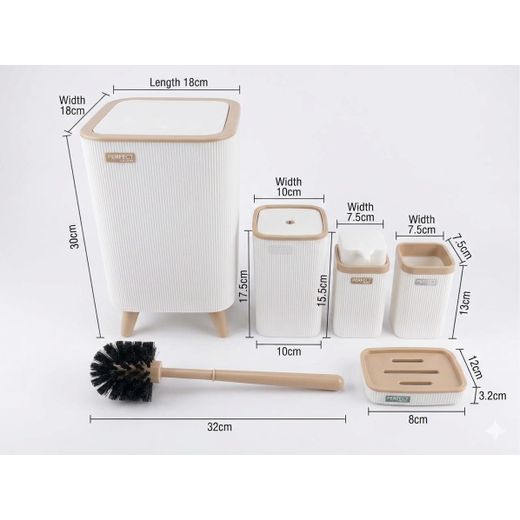 Lamsa Plast Complete 5-Piece Bathroom Accessory Set - Modern and Elegant Design - image 4
