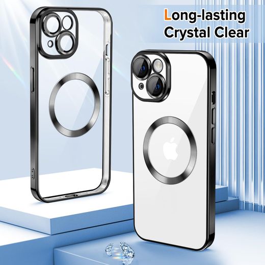 Generic Clear MagSafe-Compatible TPU Case and Camera Lens Protector for iPhone 13 - Black - image 4