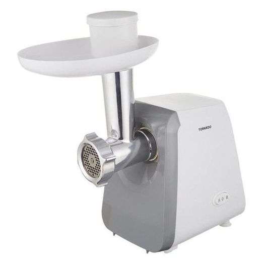 TORNADO 1200W Meat Grinder, Stainless Steel Discs, Turbo Speed, White