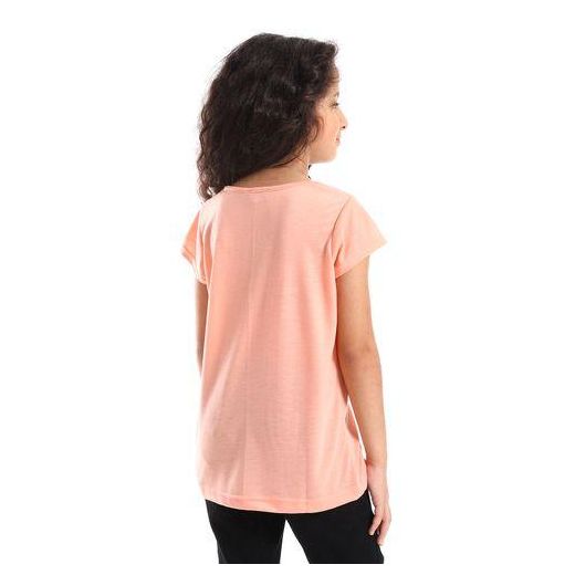Kady Kady Plain Simon Cap Sleeves Slip On Girls Tee - Orange - image 2