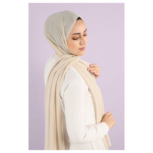 AM-Shop Long Scarf Crepe Solid For Women (Light Beige Color)