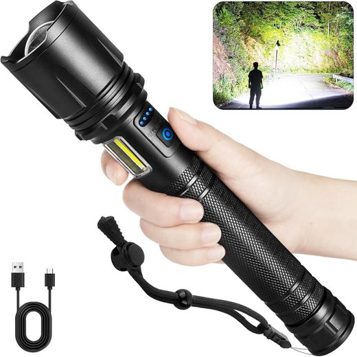 Generic Cinlinso Rechargeable LED Flashlights High Lumens, 99,000 Lumens Super Bright Flash Light with 10000 MAH BATTERY & 7 Modes, Powerful Handheld Waterproof Flashlights for Home Emergencies