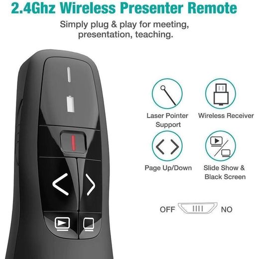 Generic Wireless Presenter R400 Remote Control Laser Pointer Pen with USB Receiver for PC Laptops Latest PowerPoint Presentation PPT Slide Changer Controller Clip Clicker - image 2
