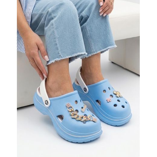 Generic Crocs women's platform shoes, comfortable for the feet, decorated with adjustable accessories-Blue Sky - image 2