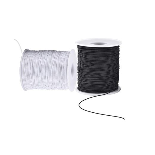 Generic Flexible and durable thread, 100 meters long and 1 mm thick, for making jewelry, bracelets, and prayer beads in black and white.