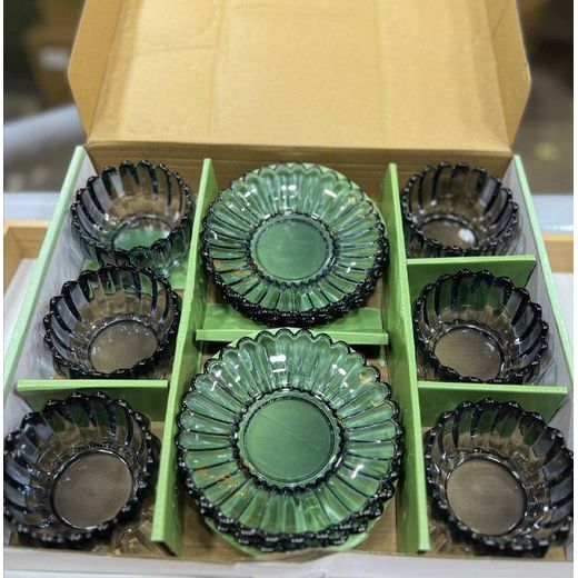 Generic 6pcs Modern Glass Bowl with 6 pcs of plates Set, Latest Model - image 3