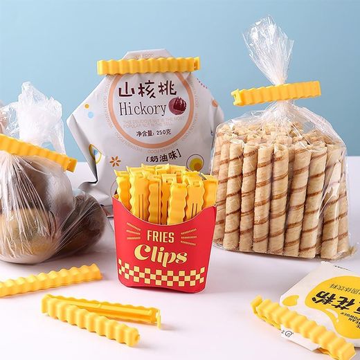 Generic One set of cute French fry-shaped food bag clips, fun food storage clips, French fry clips in a magnetic tray, safe and cute kitchen accessories for sealing open food containers. - image 3