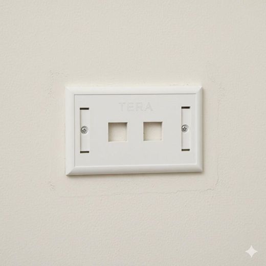 Rectangular Face Plate with 2 Ports, White, Easy Installation, No Back Bo*