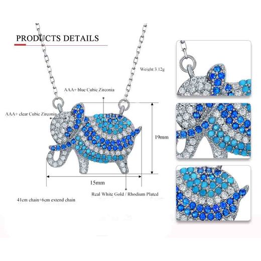 Generic for Women - Blue Elephant Pendant in Rhodium White Gold - image 2