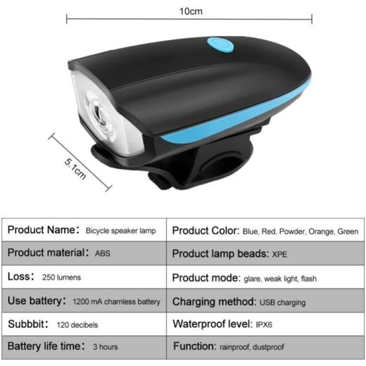 Generic Rechargeable Bicycle Front Light with Multiple Sounds - image 4