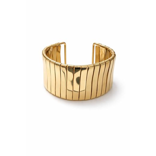 fluffy women accessories Wide Segmented Zinc Alloy Gold  Bracelet – Bold Statement Style - image 2
