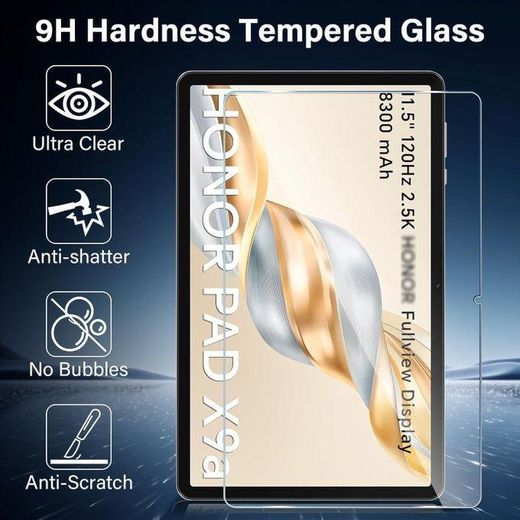Generic Tempered glass screen protector compatible with Honor Pad X9a 11.5 inch 2025, ultra-clear anti-fingerprint screen protector, 9 hardness impact resistant screen protector (2 pieces) - image 2