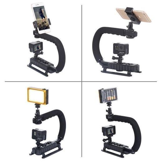 PLOKAMA Mobile phone stabilizer for video shooting, base stand, equipped with a small LED fill light + microphone + iPhone clip, suitable for live streaming, video shooting, vlogging, YouTube, Instagram, and content creators (PK-777) - image 4
