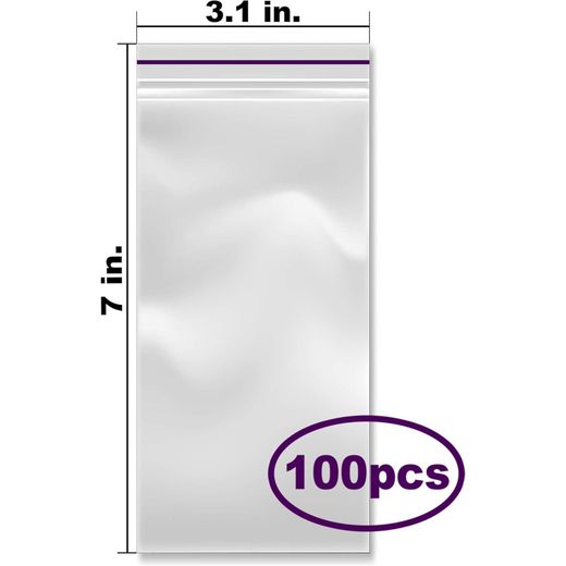 Generic Zip Lock Polybag 3"x7" Clear Plastic Resealable Bags - 2 Mil Reclosable Small Ziplock Poly Bags Pack of 100 - image 2