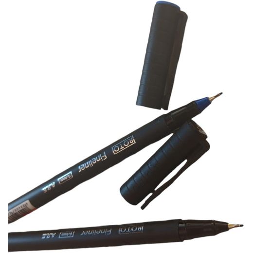 Generic 2 x Roto Fineliner Fountain Pen - Blue and Black - Fine Point 0.4 mm