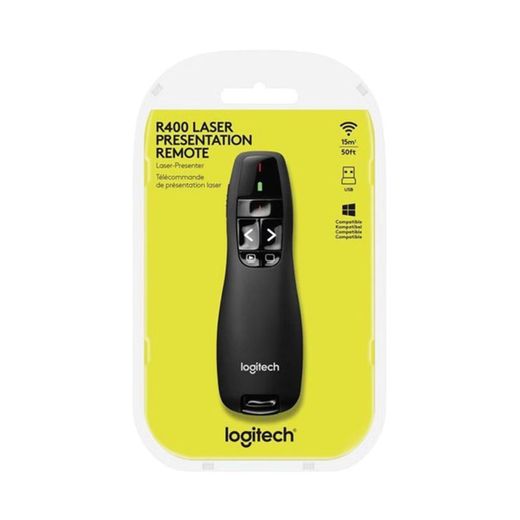 Logitech R400 Wireless Presentation Remote, 2.4 GHz, USB-Receiver, Red Laser Pointer, 15-Meter Operating Range, 6 Buttons, Intuitive Slideshow Control, Battery Indicator, PC Black - image 4