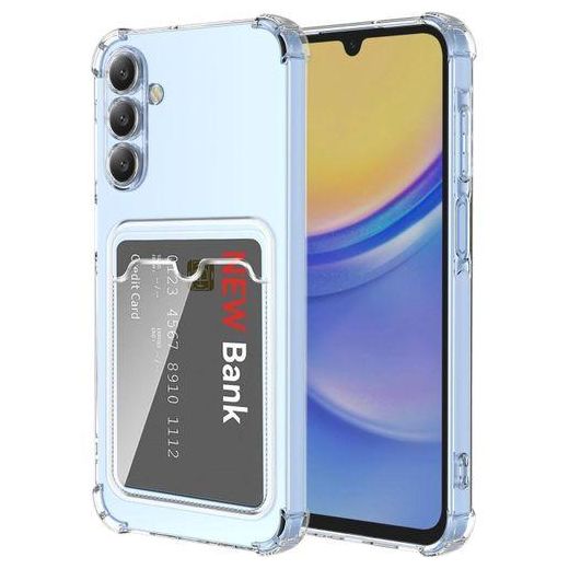 Clear Case With Card Slot Soft TPU Bumper Slim Protective Cover With Card Holder For Samsung Galaxy A54