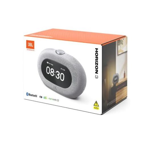 Jbl  Horizon 3 Bluetooth Clock Radio Speaker – DAB/DAB+/FM, Dual Alarm, Ambient LED Light, USB Charging, Compact Bedside Audio System –Grey JBLHORIZON3GRYUK black - image 3