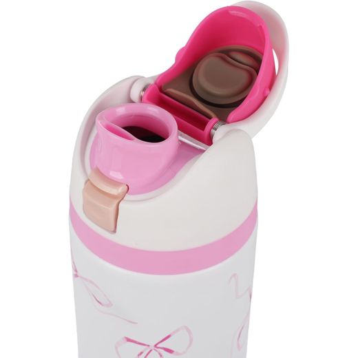Generic Travel Mug with Upper Handle, 720ml,Flowers Design, high quality stainless steel -Pink with Beach - image 2